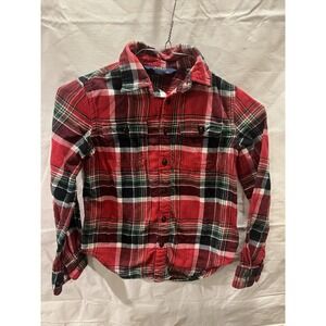 Polo Ralph Lauren Boys Shirt Sz 7 Oxford Red Plaid Flannel Long Sleeve Button Up